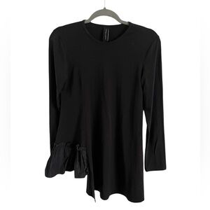 Amma Asymmetrical Ruffle Black Top, size small